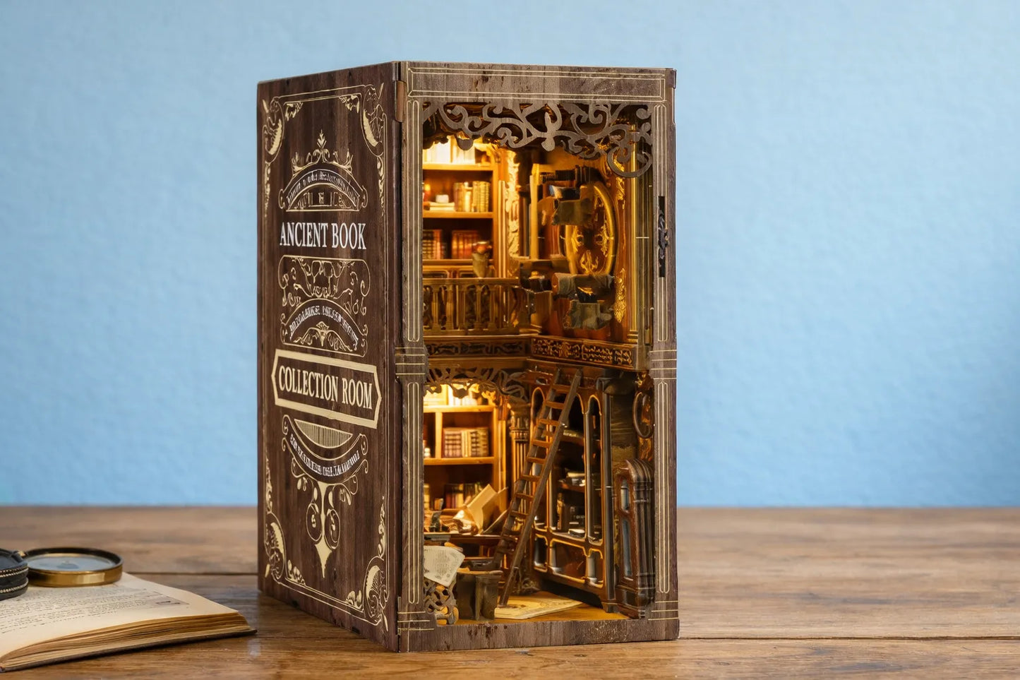 Maquette en bois - Serre-livres, vieille bibliothèque