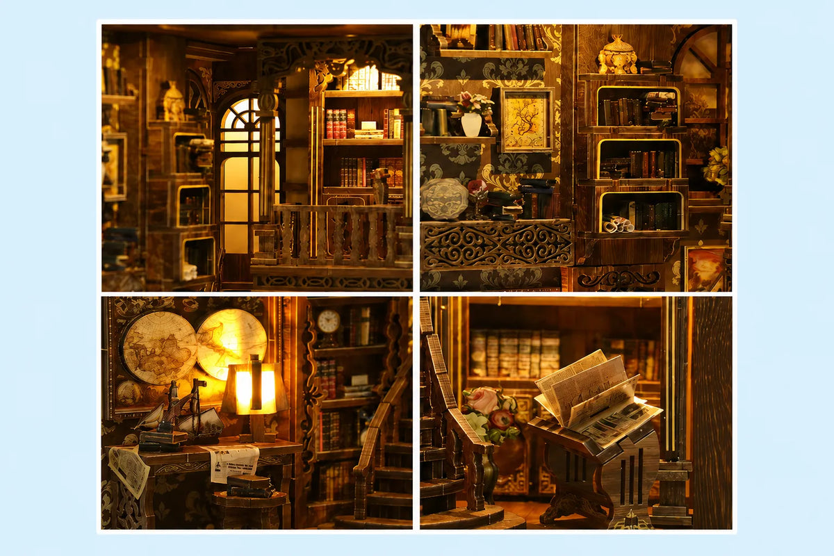 Maquette en bois - Serre-livres, vieille bibliothèque