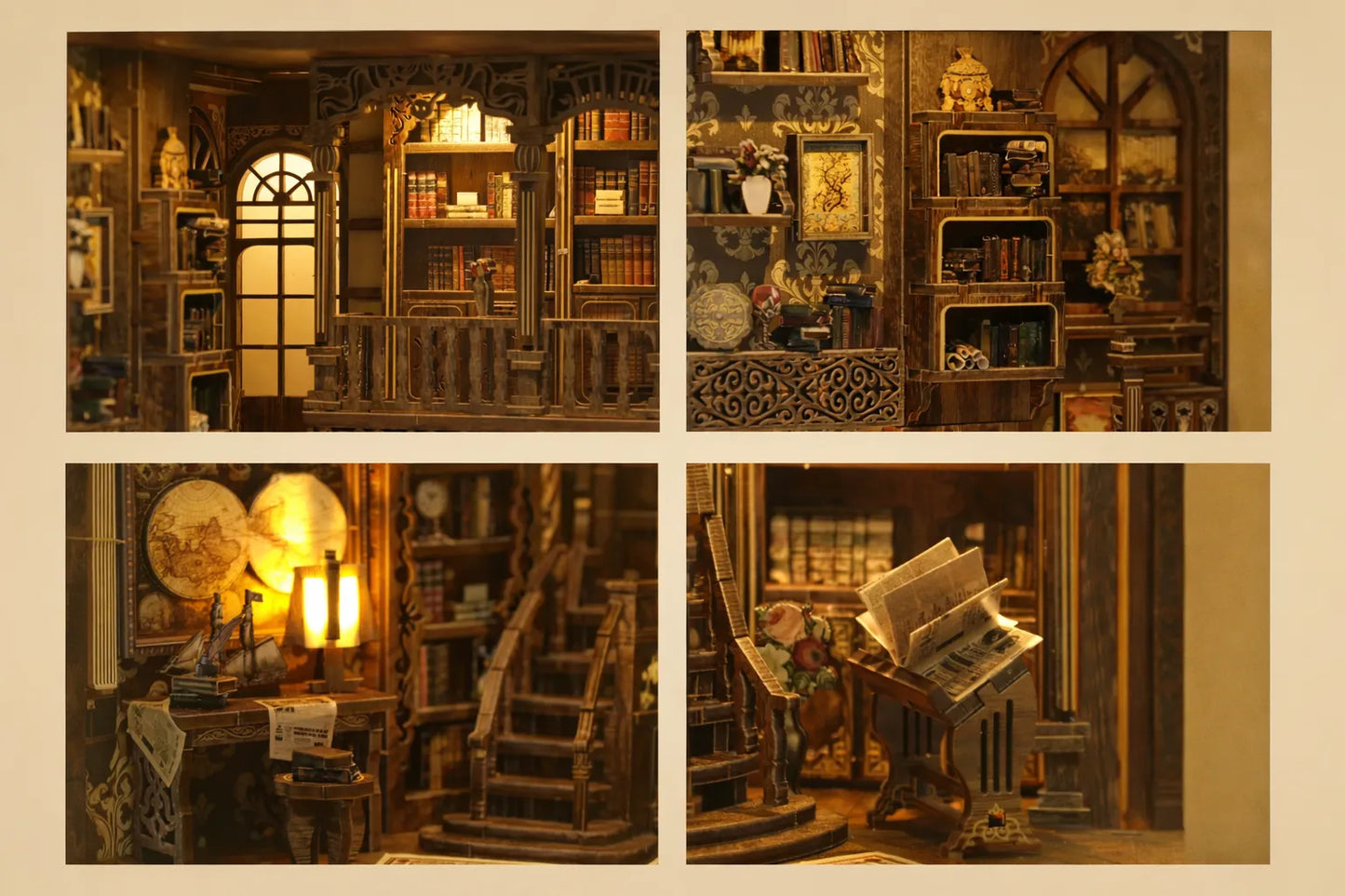 Maquette en bois - Serre-livres, vieille bibliothèque