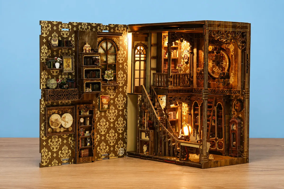 Maquette en bois - Serre-livres, vieille bibliothèque