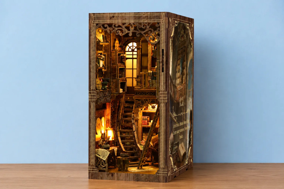 Maquette en bois - Serre-livres, vieille bibliothèque