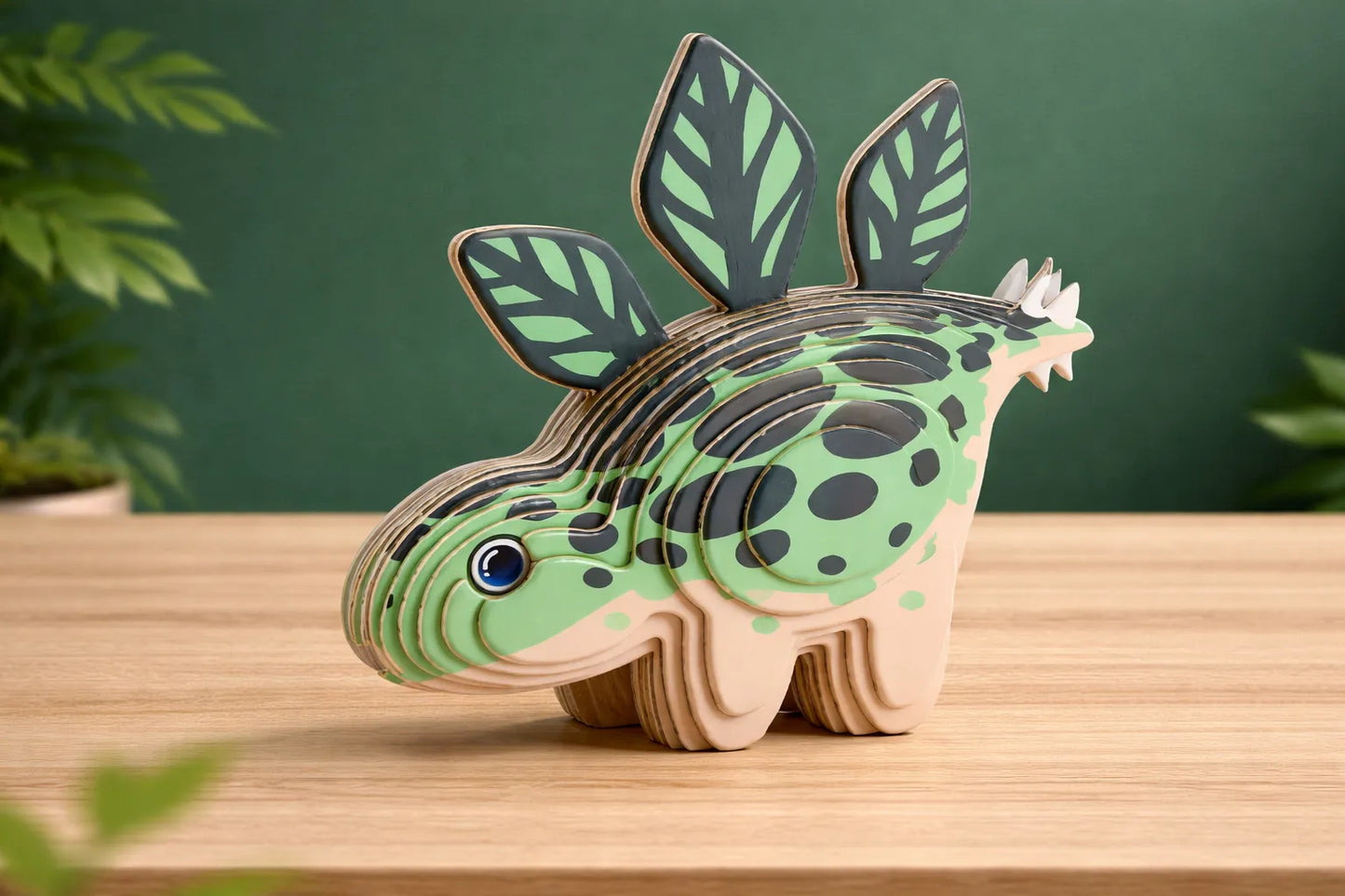 Maquette en bois - Stégosaures coloré