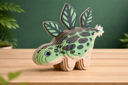 Maquette en bois - Stégosaures coloré