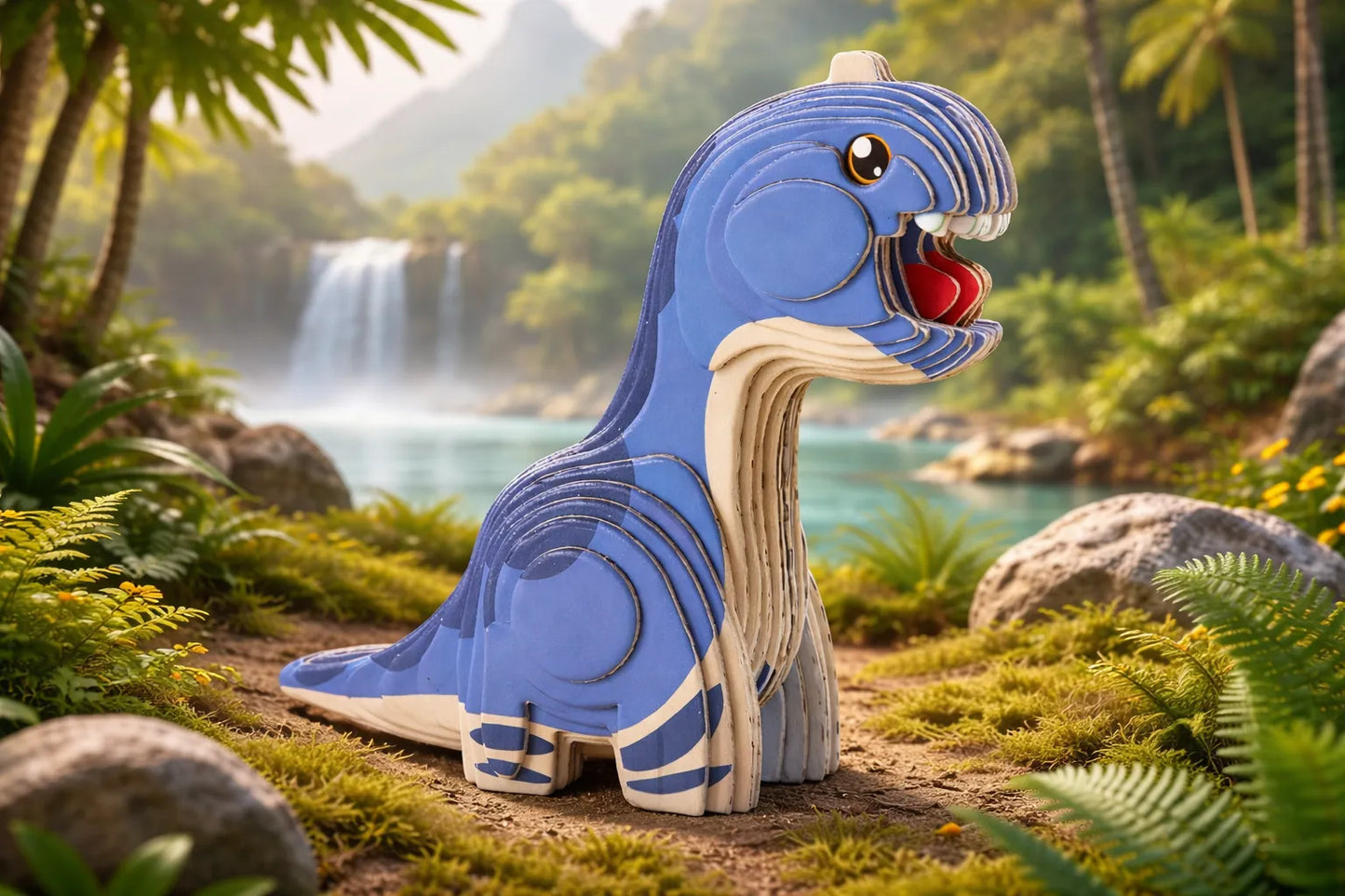 Maquette en bois - Dinosaure, tanystropheus coloré