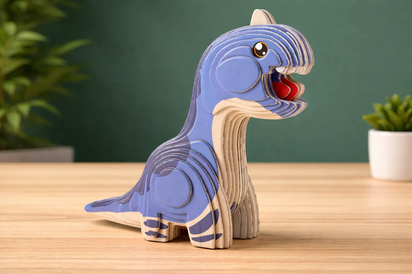 Maquette en bois - Dinosaure, tanystropheus coloré