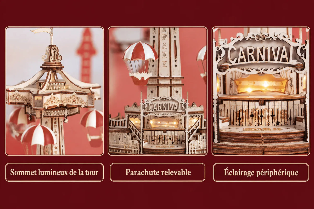 Maquette en bois - Tour de parachutes