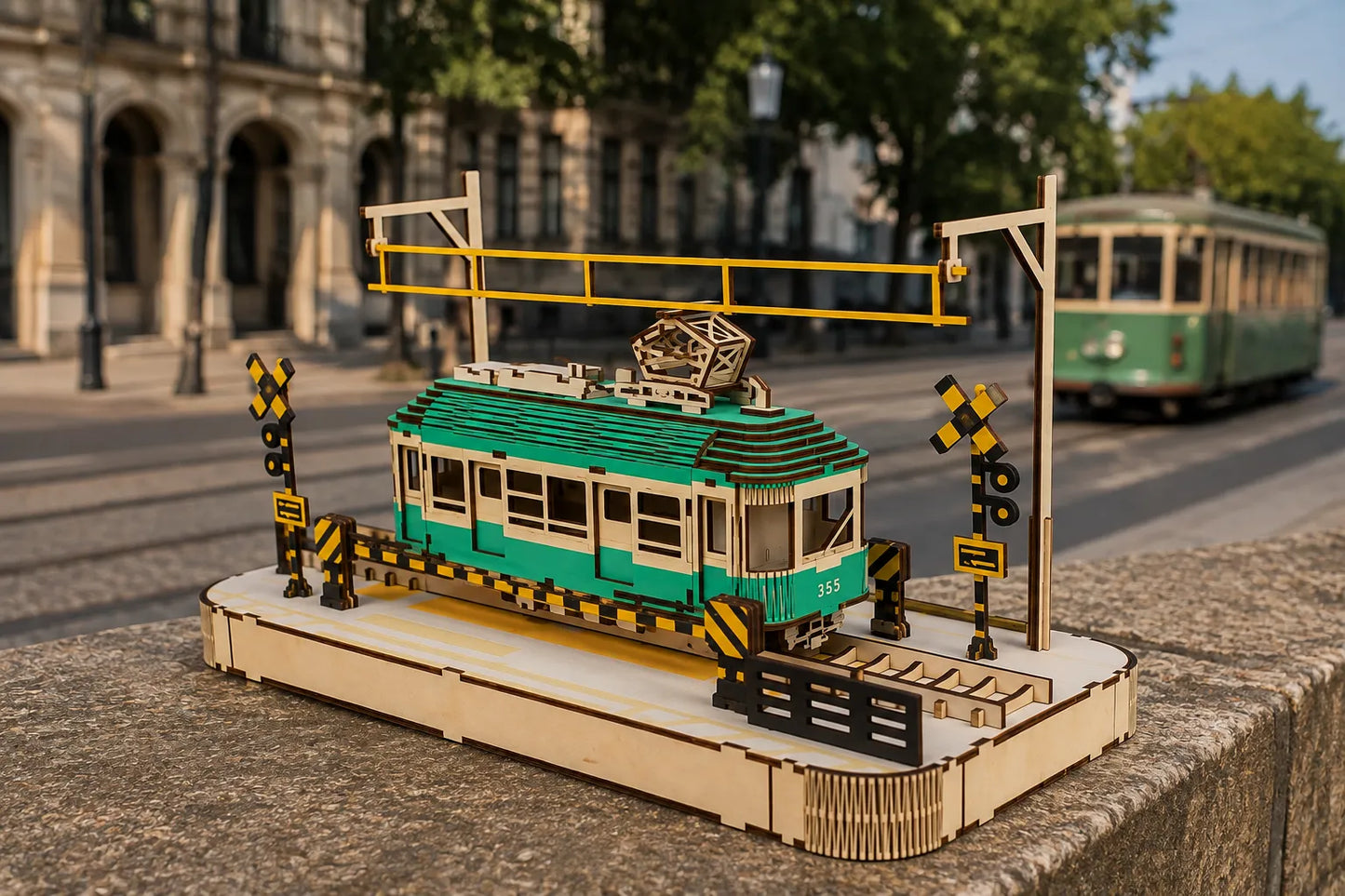 Maquette en bois - Tramway coloré