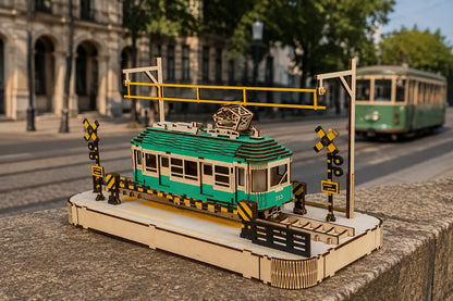Maquette en bois - Tramway coloré