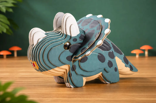 Maquette en bois - Triceratops coloré vert