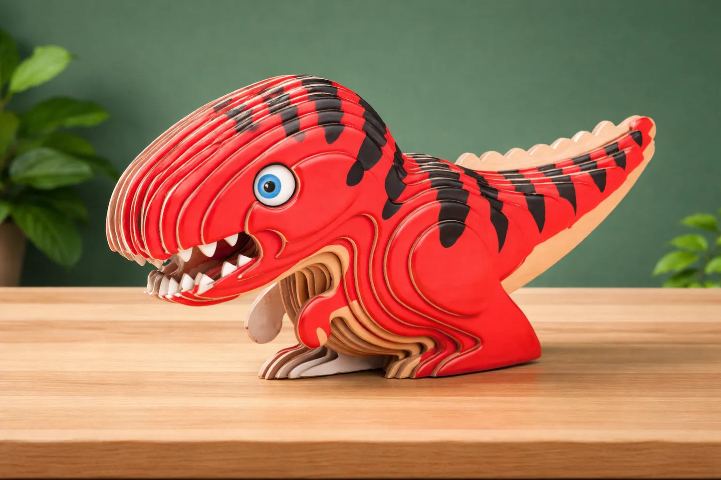 Maquette en bois - Tyrannosaure coloré