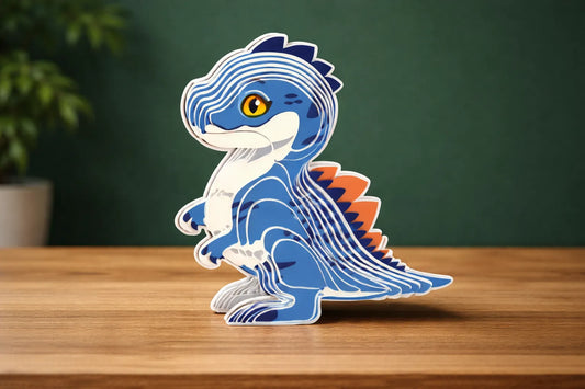 Maquette en bois - Velociraptor coloré