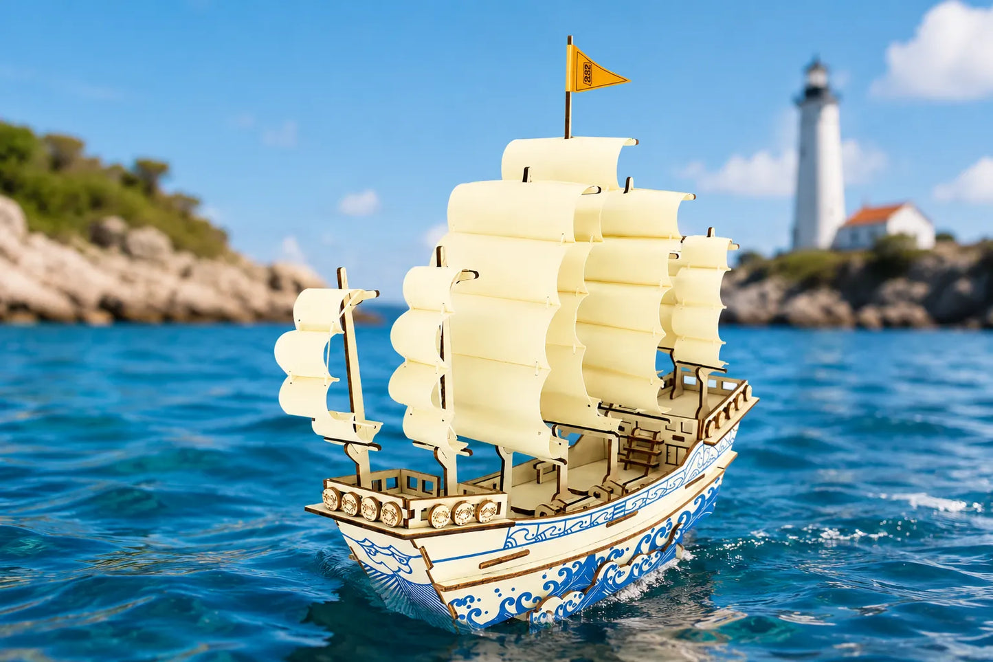 Maquette en bois - Vieux bateau à voiles
