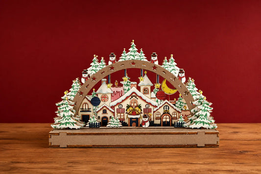 Maquette en bois - Ville à Noël