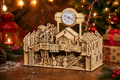 Maquette en bois - Ville de l'avent, calendrier de l'avent