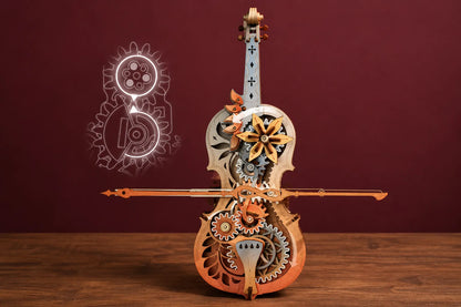 Maquette en bois - Violon fleuri pré-coloré
