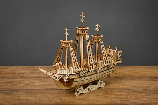 Maquette en bois - Voilier à 3 mats