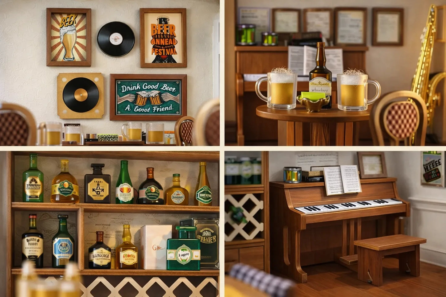 Maquette en bois - Maison à thème, bar à bière