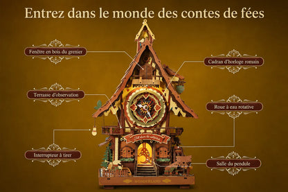 Maquette en bois - Horloge maison colorée